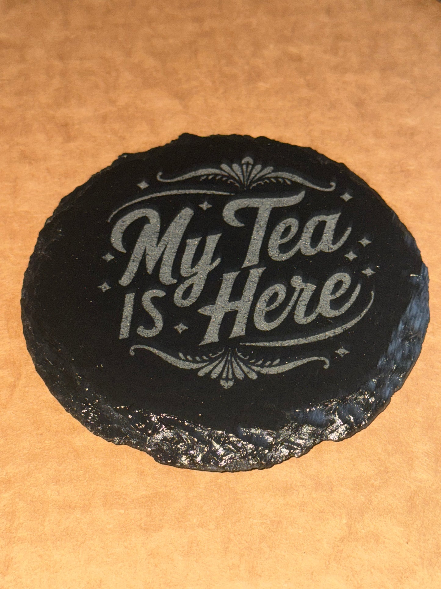 Slate custom engraved coaster set of 4