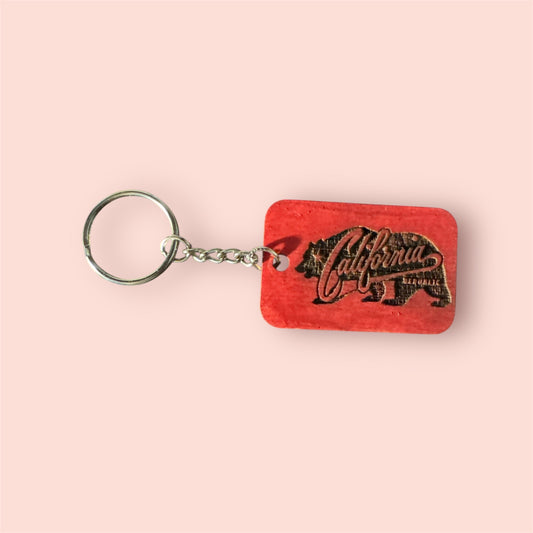 2” wooden California keychain