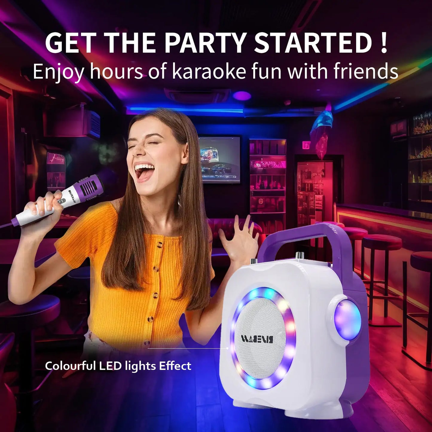 Karaoke Machine for Kids - Bluetooth Speaker with 2 Microphone - Portable Kids Karaoke Machine for Girls and Boys - Birthday Gift for Girls and Boys Ages 2 Years Old and Up.